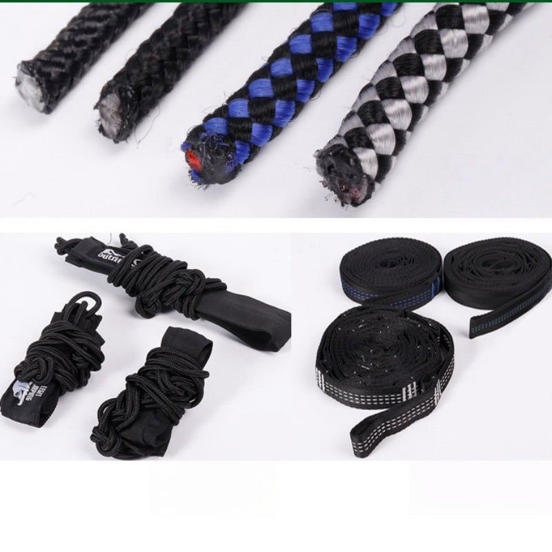 Portable Parachute Fabric Hammock with Steel Stand, 3 m Tree Straps, 440 lbs Capacity