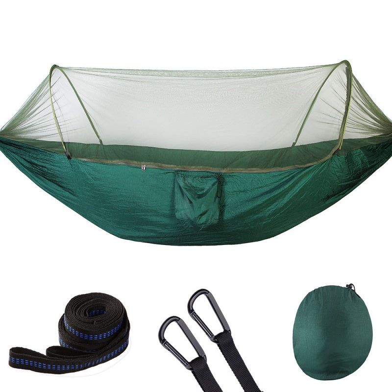 Portable Hammock with Stand for Outdoor Use, 210T Nylon Fabric, Iron Frame, 114.17 × 55.12 in
