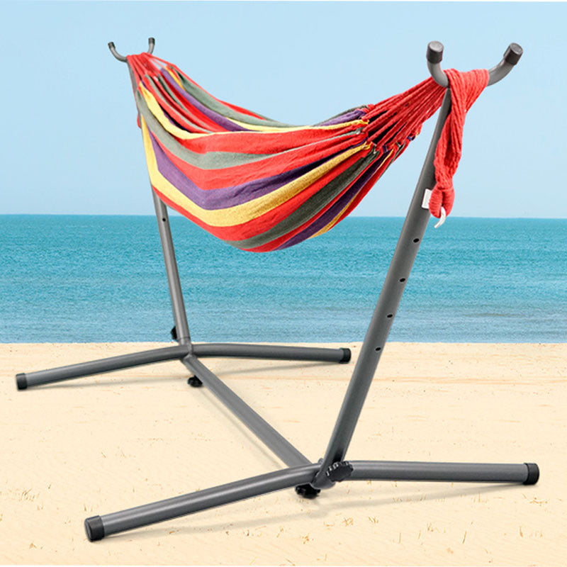 Canvas Hammock with Iron Stand & Carrying Bag, Striped Design