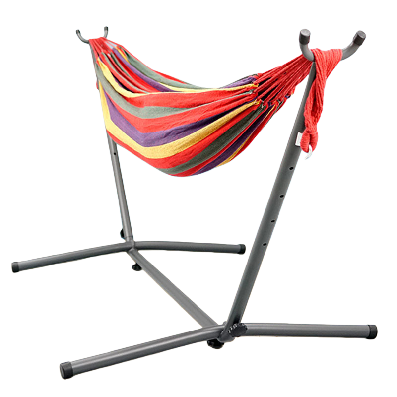 Canvas Hammock with Iron Stand & Carrying Bag, Striped Design