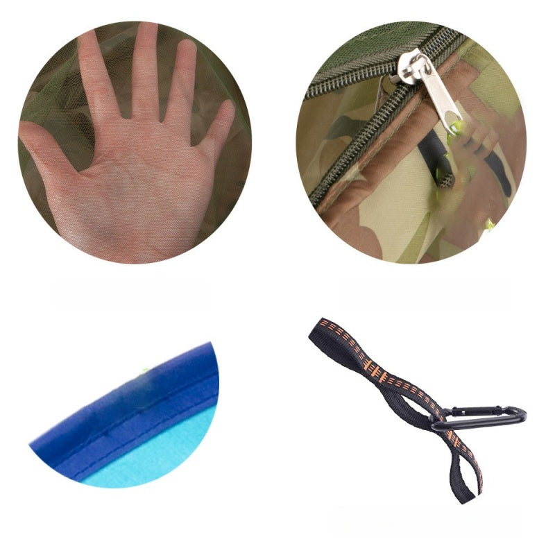 Portable Parachute Fabric Hammock with Steel Stand, 3 m Tree Straps, 440 lbs Capacity