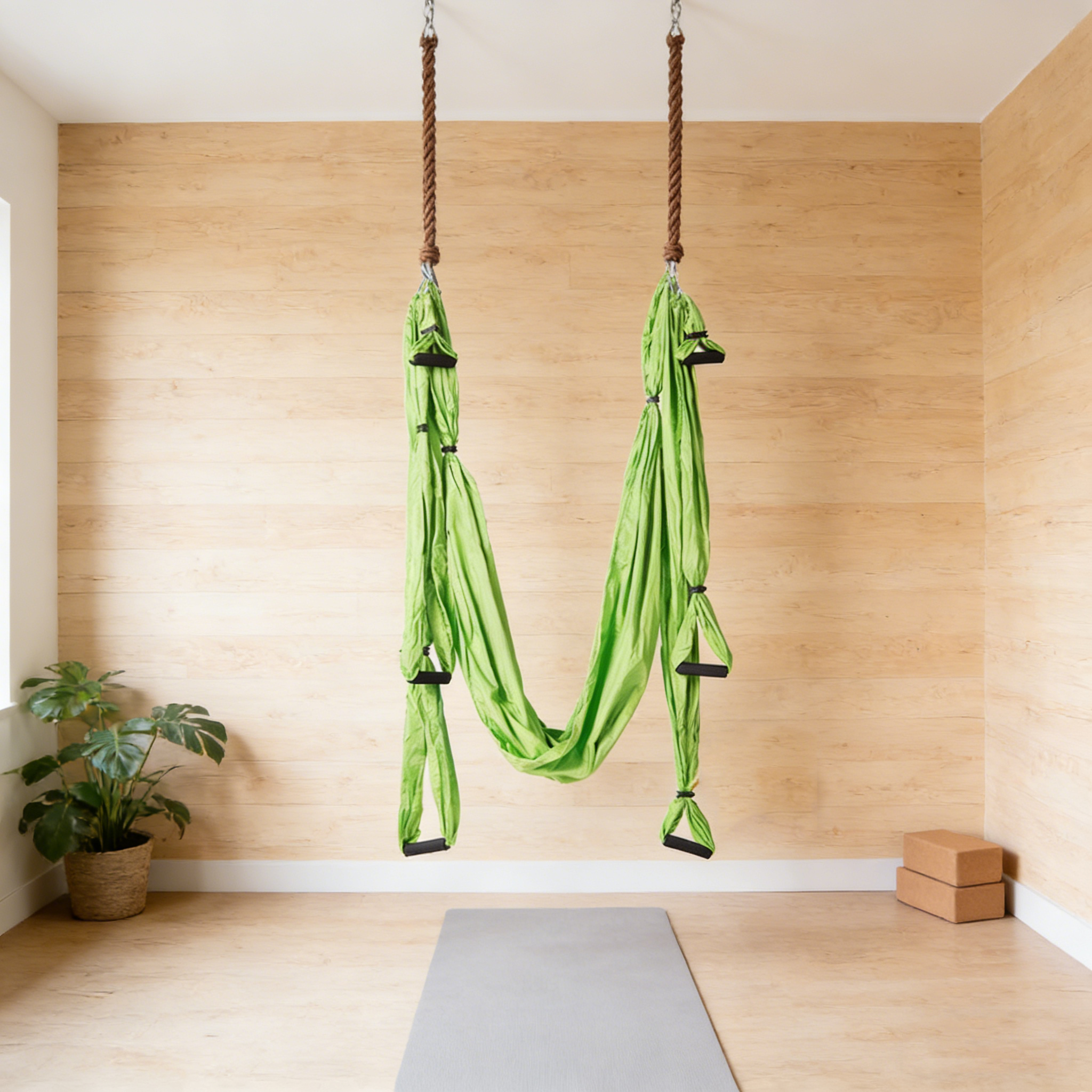 Hanging Fabric Hammock with Extension Straps for Indoor & Outdoor Use