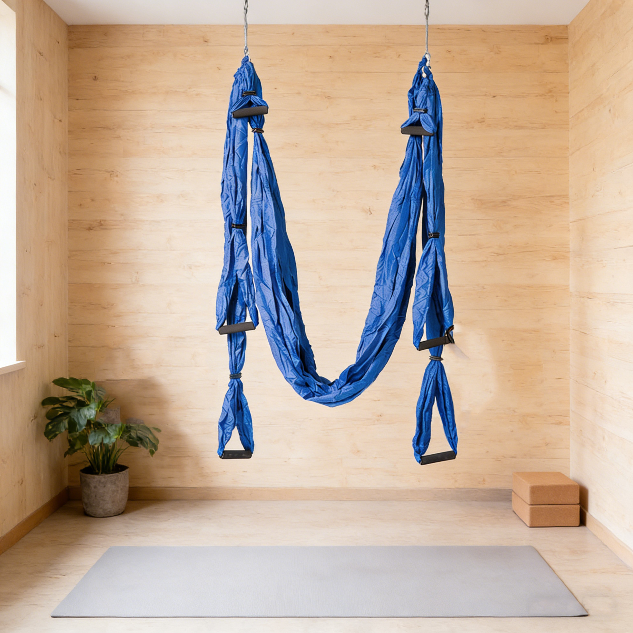 Hanging Fabric Hammock with Extension Straps for Indoor & Outdoor Use